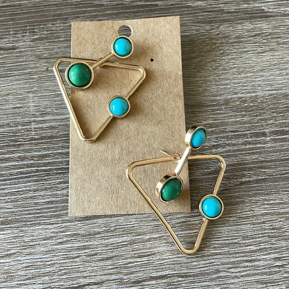 Geometric Green and Blue Earrings N976